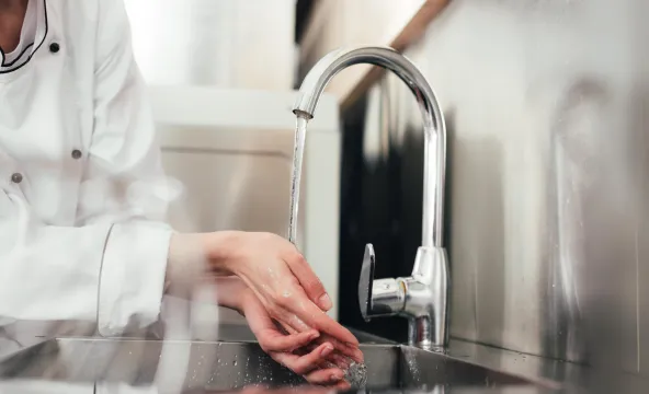 Person washing hands
